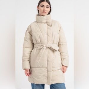 GAP Oversized Belted Quilted Warm Winter Puffer Coat Bone White S